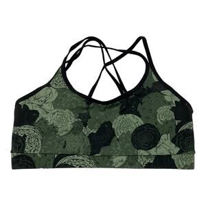 Fourlaps Women's Size Medium Vitality Sports Bra Peony Print Thyme Green NWT